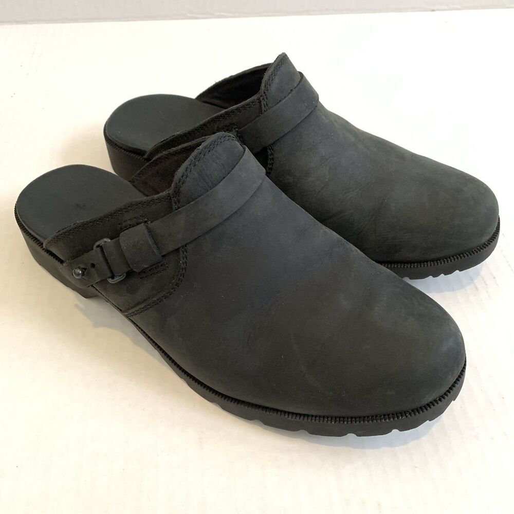 Teva Charcoal Leather Clogs